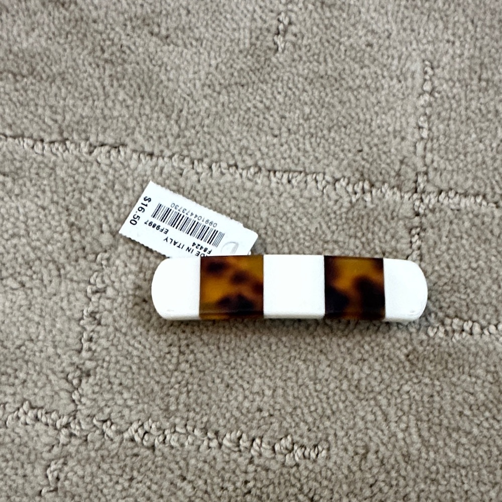 J.Crew tortoise and White Hair Clip